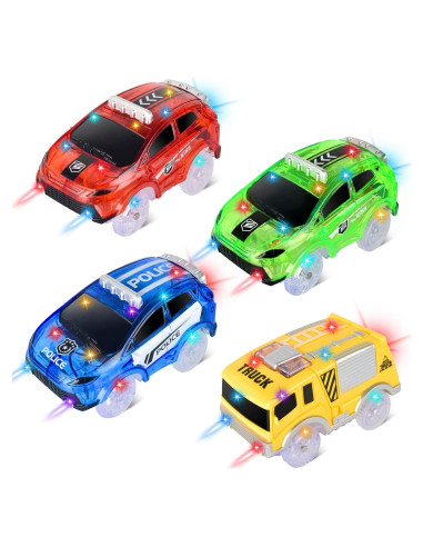 Coches de Pista Mágica INLAIER con 5 Luces LED - 4 Pack