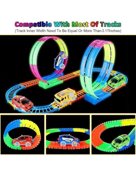 Coches de Pista Mágica INLAIER con 5 Luces LED - 4 Pack Coches de Pista Mágica INLAIER con 5 Luces LED - 4 Pack