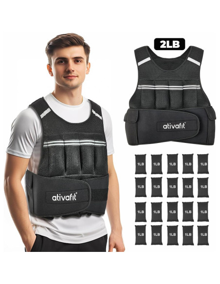 Chaleco con peso ajustable Ativafit 9.97 kg para entrenamiento Chaleco con peso ajustable Ativafit 9.97 kg para entrenamiento