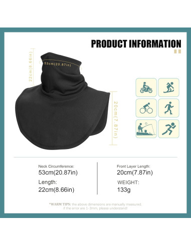 Gaiter de Cuello LMMHEIZI Negro - Calentador de Cuello Invierno