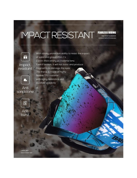 Gafas de Motocross BATFOX F816 para Niños - UV400, Ligeras Gafas de Motocross BATFOX F816 para Niños - UV400, Ligeras
