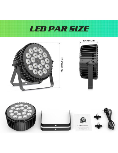 Luces Par LED U`King 18x12W RGBW para DJ y fiestas