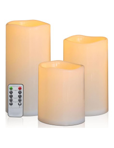 Juego de 3 Velas LED Sin Llama Yongmao a Prueba de Agua 15-25 cm