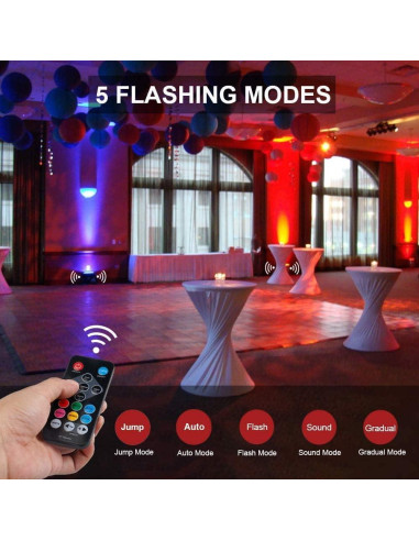 Luces PAR MOSFiATA 36 LED RGB con control remoto - Paquete de 4