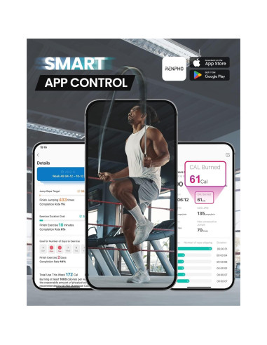 Cuerda de Salto Inteligente RENPHO Rosa con Contador y APP