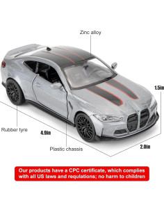 Coche de Juguete BMW M4 CSL 1:36 RMZ City Gris Retroceso 2