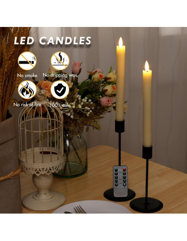 Velas LED Sin Llama AFINETH 24.4 cm con 2 Remotos - 6 Piezas