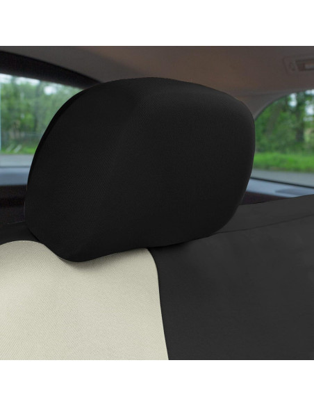 Cubiertas de Asiento de Coche TLH Juego Completo Beige y Negro Cubiertas de Asiento de Coche TLH Juego Completo Beige y Negro