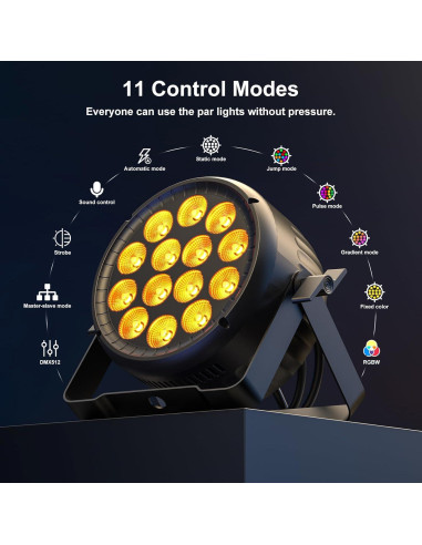 Luz Par LED RGBW 14X18W DMX512 para Escenario y Eventos