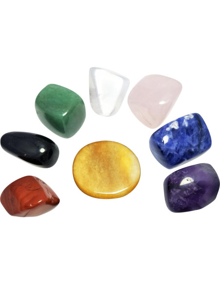 Conjunto de 8 Cristales Chakra Naturales para Meditación Conjunto de 8 Cristales Chakra Naturales para Meditación