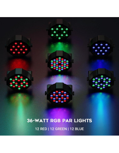 Luces Par LED 4 Pack LaluceNatz 36W RGB Control Remoto