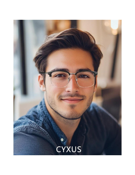 Gafas de luz azul Cyxus 8133 para hombres, marco medio aro Gafas de luz azul Cyxus 8133 para hombres, marco medio aro
