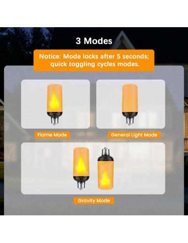 Bombillas LED de Llama Hompavo Gen2 E26 2 Piezas IP54