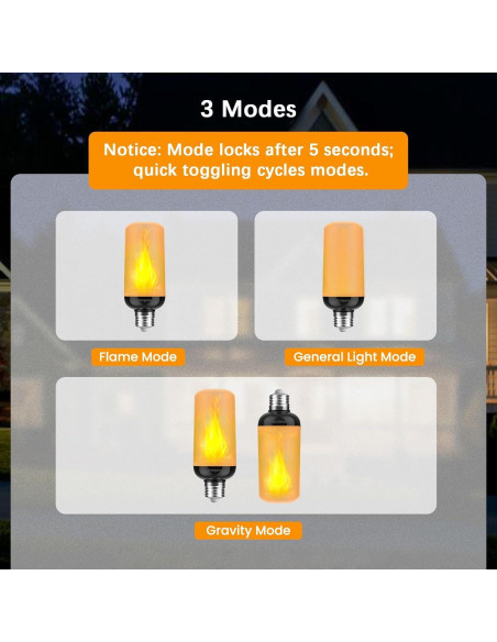 Bombillas LED de Llama Hompavo Gen2 E26 2 Piezas IP54 Bombillas LED de Llama Hompavo Gen2 E26 2 Piezas IP54