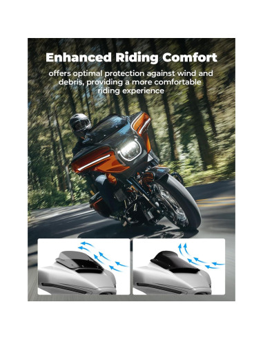 Parabrisas de Motocicleta KEMIMOTO 5" Negro para CVO Street Glide 2023-2024