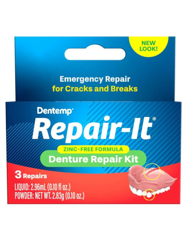 Kit de Reparación de Dentaduras Dentemp Repair-It 3 Contenido