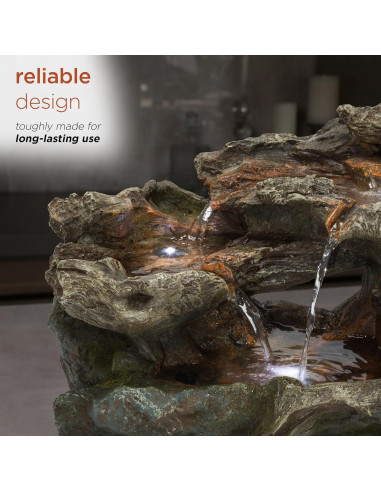 Fuente de Rocas en Cascada Alpine WIN1334 con Luces LED 25.4 cm