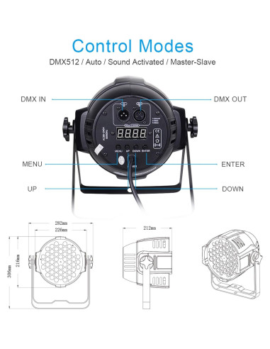 Luces DJ BETOPPER 54x3W RGB DMX Activadas por Sonido