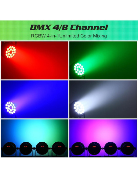 Luces Par LED U`King 12Wx18 RGBW para Escenario y Eventos Luces Par LED U`King 12Wx18 RGBW para Escenario y Eventos