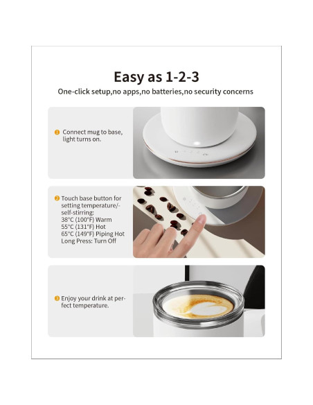 Taza de café autocalentable Aromount 300ml control temperatura Taza de café autocalentable Aromount 300ml control temperatura