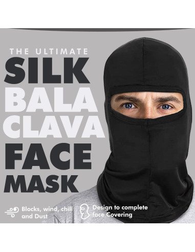 Mascarilla Balaclava de Seda Imitación Negra Unisex - Transpirable y A Prueba de Viento