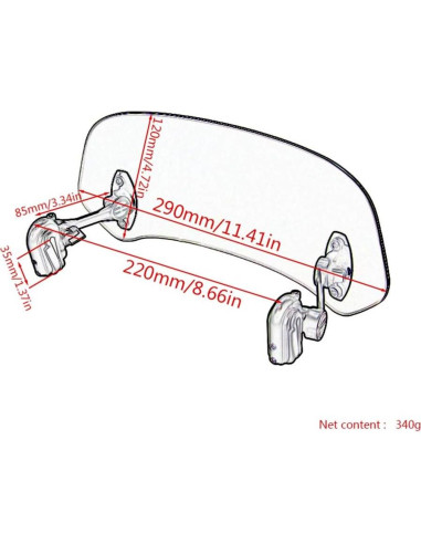 Extensión de Parabrisas Ajustable Evomosa para Motocicleta Gris