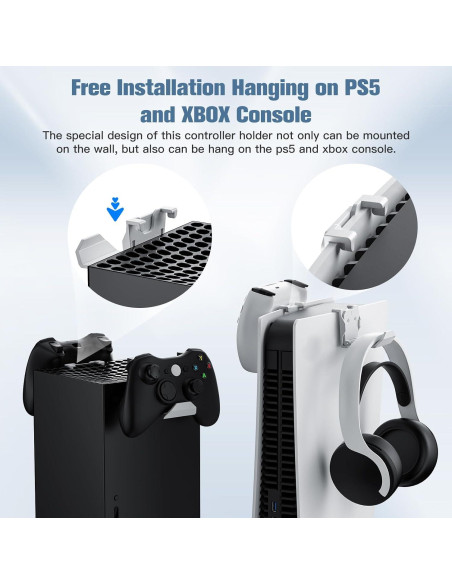 Soporte de Pared KUNSLUCK para 6 Controladores y Auriculares Soporte de Pared KUNSLUCK para 6 Controladores y Auriculares