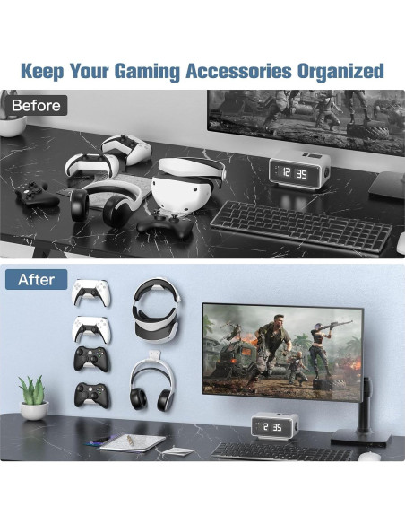 Soporte de Pared KUNSLUCK para 6 Controladores y Auriculares Soporte de Pared KUNSLUCK para 6 Controladores y Auriculares