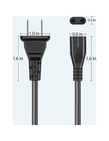 Cable de Alimentación AC URWOOW 0.91m para Consolas y Dispositivos Cable de Alimentación AC URWOOW 0.91m para Consolas y Dispositivos