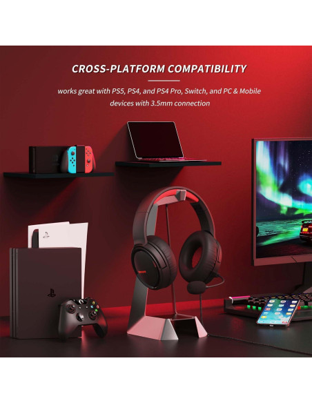 Auriculares Gaming BINNUNE BG02 con Micrófono 50mm Rojo