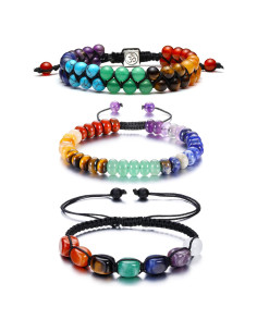 Pulsera de Chakra Top Plaza 7 piedras curativas 16.5-24.1 cm