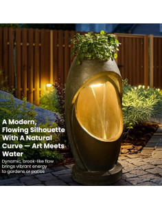 Fuente de Agua Exterior Tankana Ovalada con Luces LED 71.1cm 2