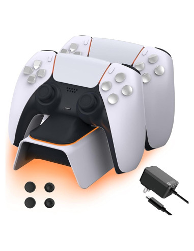 Cargador Dual PS5 NexiGo con Agarre para Pulgar, Blanco