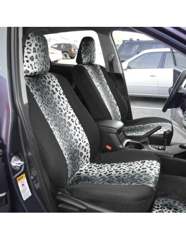 Fundas de Asiento de Coche BDK Estampado Cebra Gris - Juego Completo