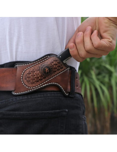 Funda de cuchillo de cuero Tourbon para cinturón EDC 15cm 2