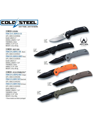 Cuchillo Plegable Cold Steel Engage 3" 4116SS Punta Tanto