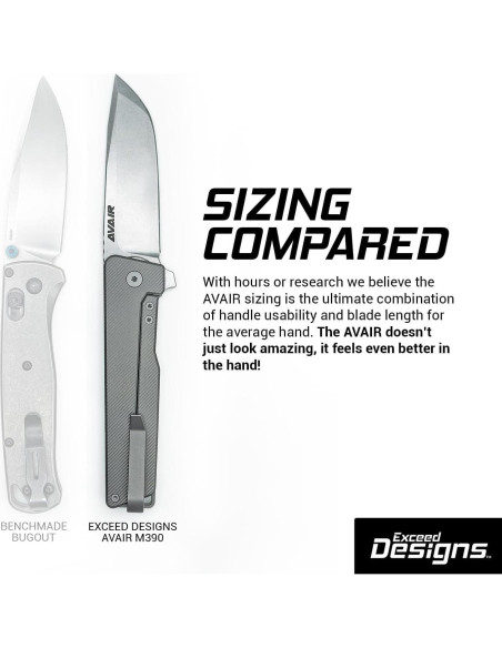 Cuchillo Plegable AVAIR Exceed Designs Titanio M390 18.67cm Cuchillo Plegable AVAIR Exceed Designs Titanio M390 18.67cm