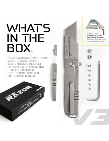 Cuchillo Utilitario EDC TiRant RAZOR V3 Titanio 6Al-4V