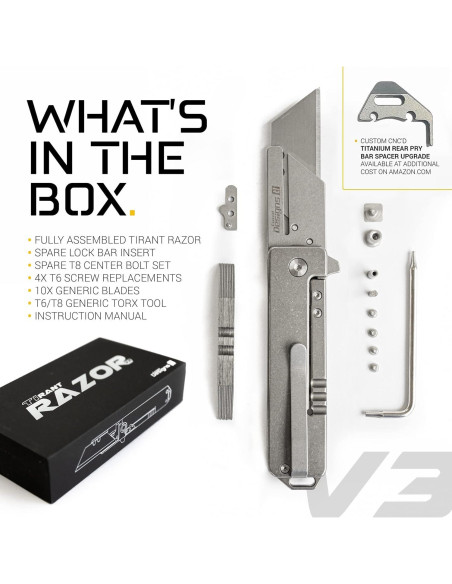 Cuchillo Utilitario EDC TiRant RAZOR V3 Titanio 6Al-4V Cuchillo Utilitario EDC TiRant RAZOR V3 Titanio 6Al-4V