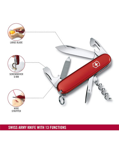 Cuchillo de bolsillo Victorinox Sportsman 13 funciones Rojo