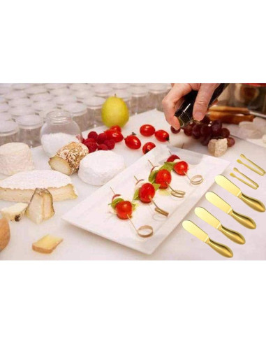 Juego de cuchillos para untar Accfore 6 piezas acero inoxidable dorado