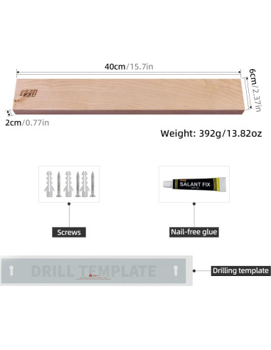 Tira Magnética de Madera FINDKING 40.64 cm Beige para Cuchillos