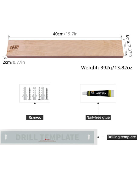 Tira Magnética de Madera FINDKING 40.64 cm Beige para Cuchillos Tira Magnética de Madera FINDKING 40.64 cm Beige para Cuchillos