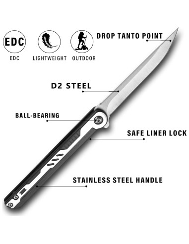 Cuchillo de bolsillo Carimee C09DB2, hoja 9.65 cm, acero inoxidable