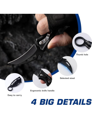 Cuchillo Plegable de Bolsillo XXV, Acero Inoxidable, Negro