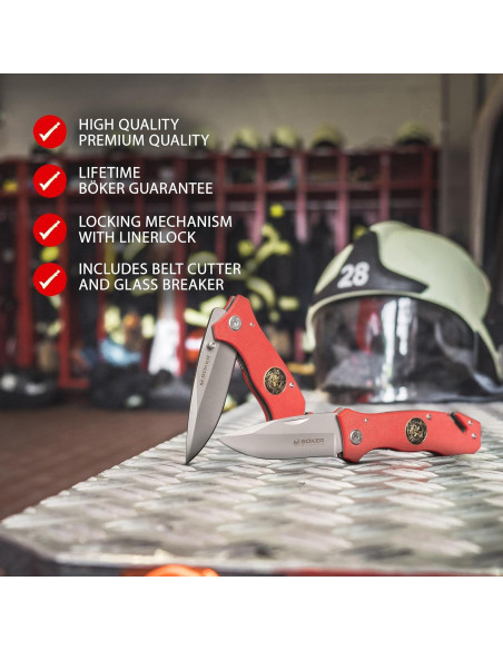 Cuchillo Boker Magnum Fire Brigade 21.59 cm Rojo Rescate Cuchillo Boker Magnum Fire Brigade 21.59 cm Rojo Rescate