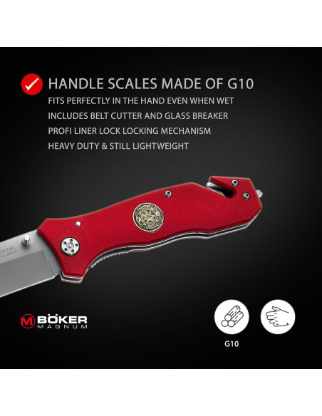 Cuchillo Boker Magnum Fire Brigade 21.59 cm Rojo Rescate Cuchillo Boker Magnum Fire Brigade 21.59 cm Rojo Rescate