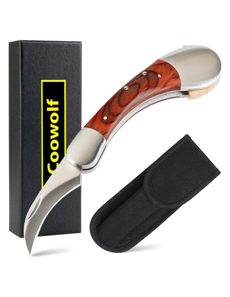 Cuchillo Plegable para Setas Coowolf con Cepillo y Funda Cuchillo Plegable para Setas Coowolf con Cepillo y Funda