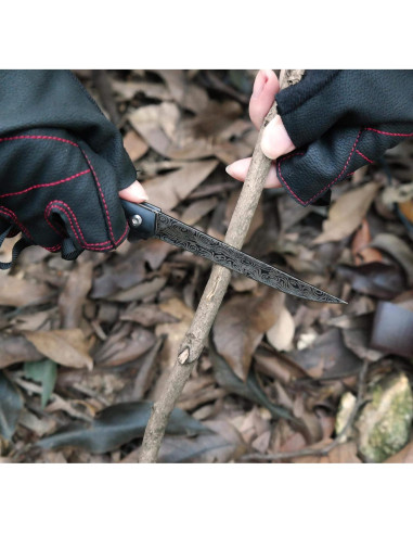 Cuchillo de bolsillo Carimee Damasco 4" acero D2 plegable