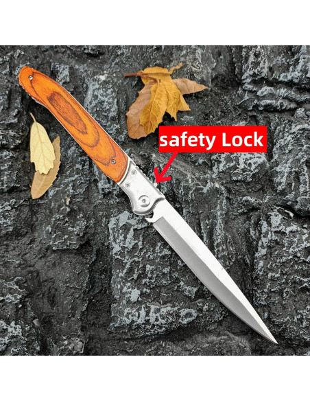 Cuchillo Plegable Grande Geegift 30.48 cm Acero Inoxidable Madera Cuchillo Plegable Grande Geegift 30.48 cm Acero Inoxidable Madera